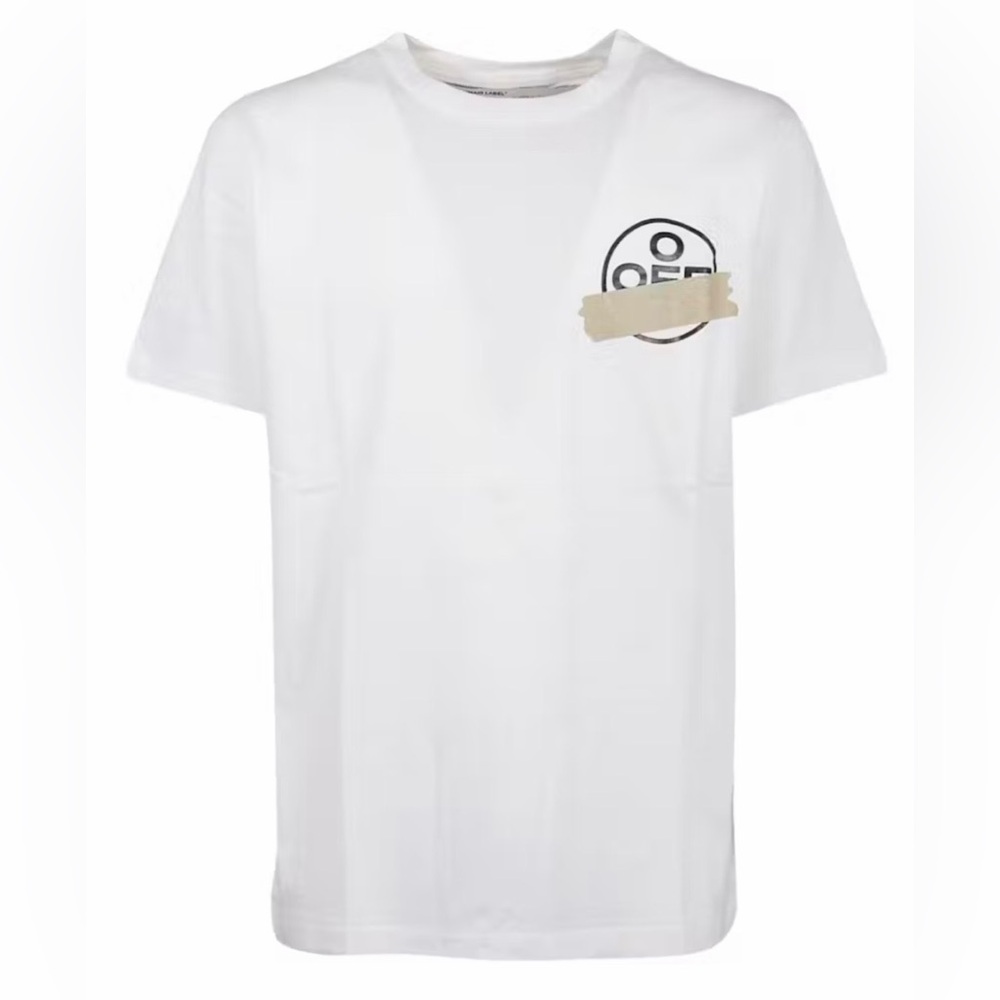 Off-White Graphic Tee, White/Tan/Dusty Rose, Size Large